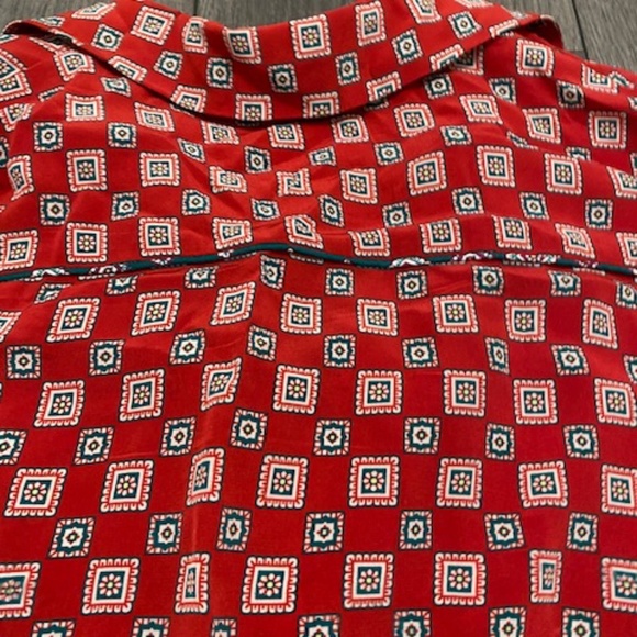 Sandro Red Geometric Print Silk Mini Dress Size 4 - Picture 11 of 15